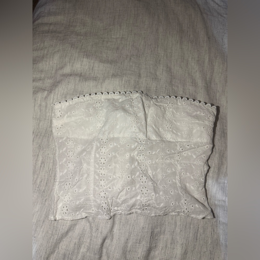 White Eyelet Lace Tube Top